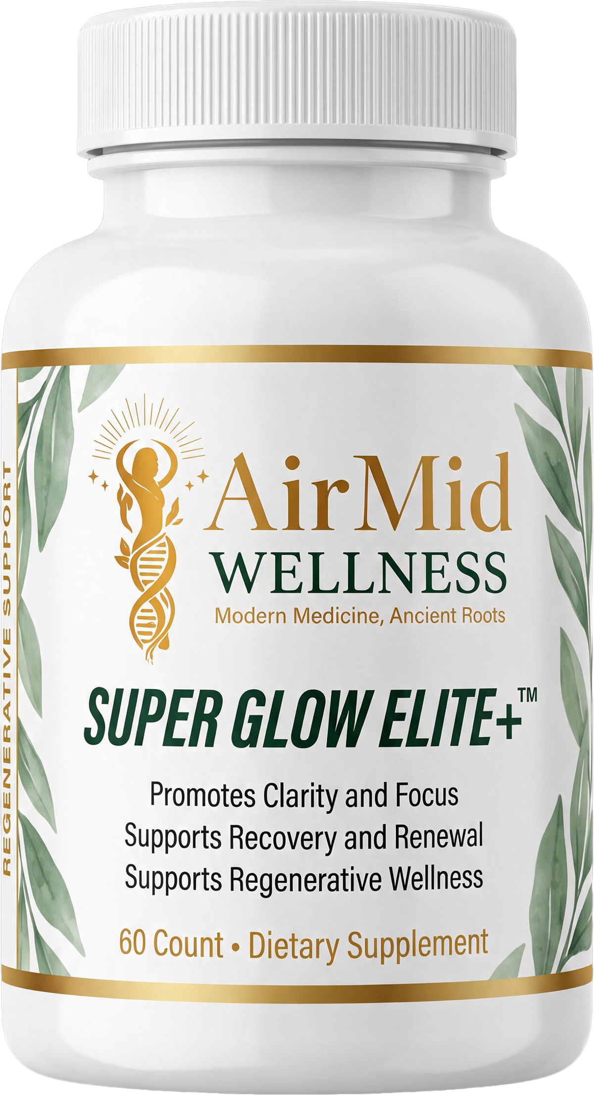 AirMid Wellness Super Glow Elite+ 60 count supplement bottle